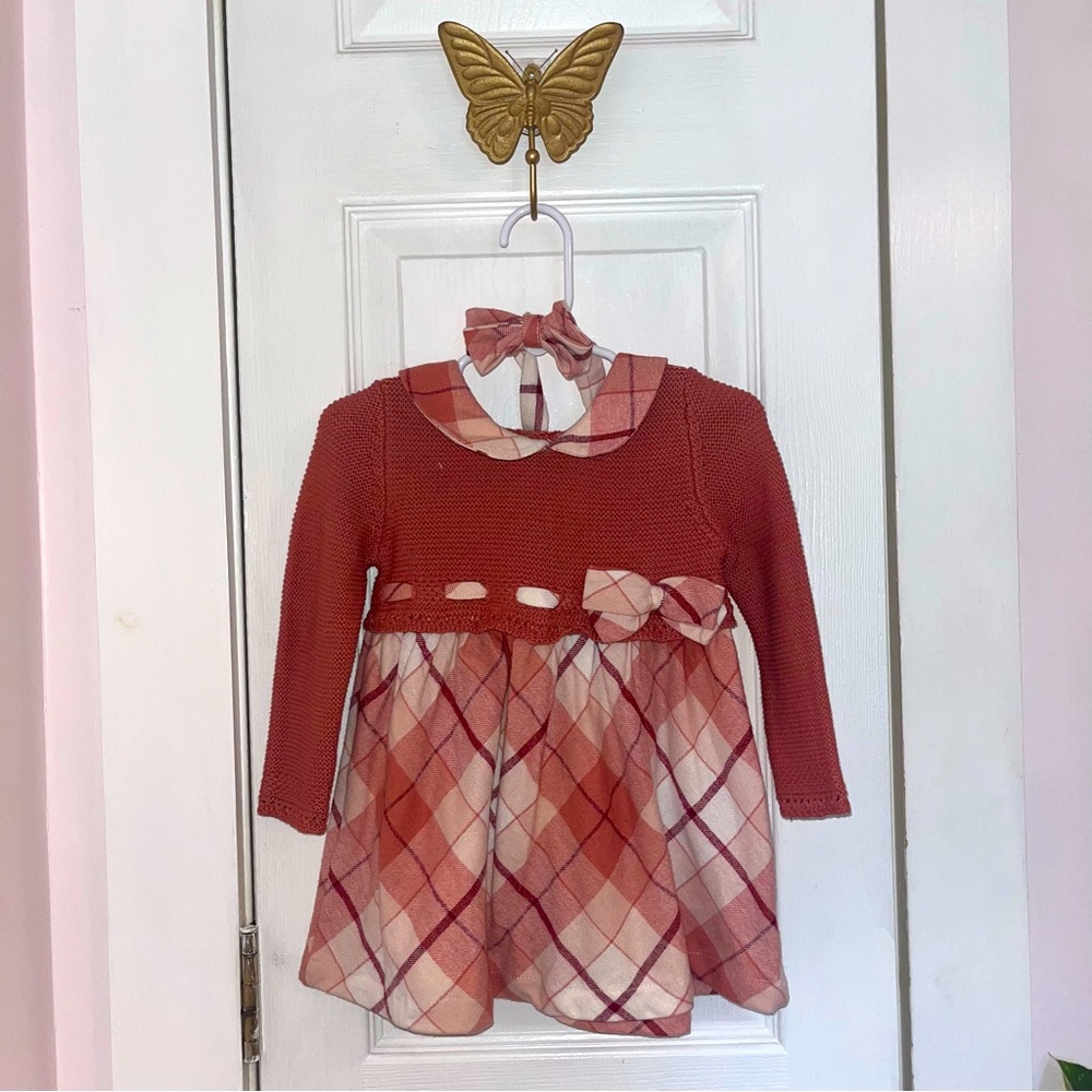 Shabby Chic 12 month dress with matching bow